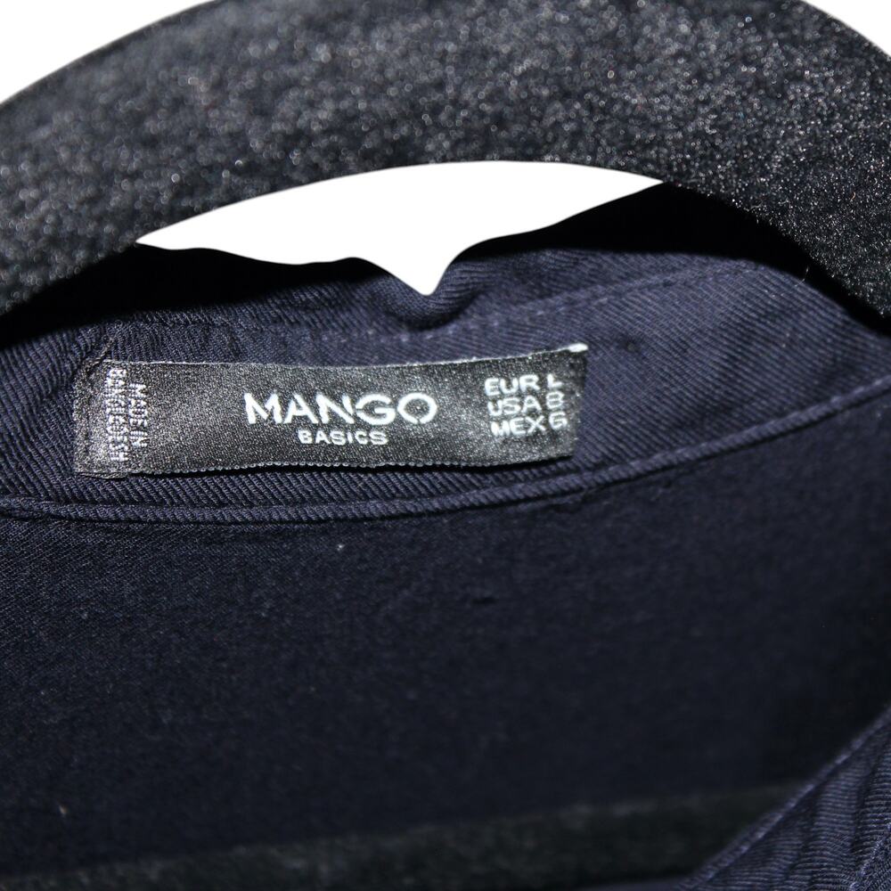 Mango Navy Button Down Blouse Medium - image 7